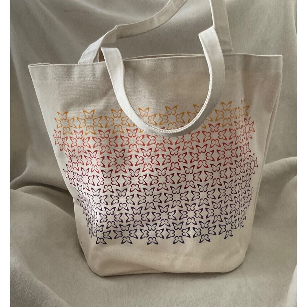 Neiman Marcus Canvas Tote Bag colorful Butterfly butterfliesTravel New